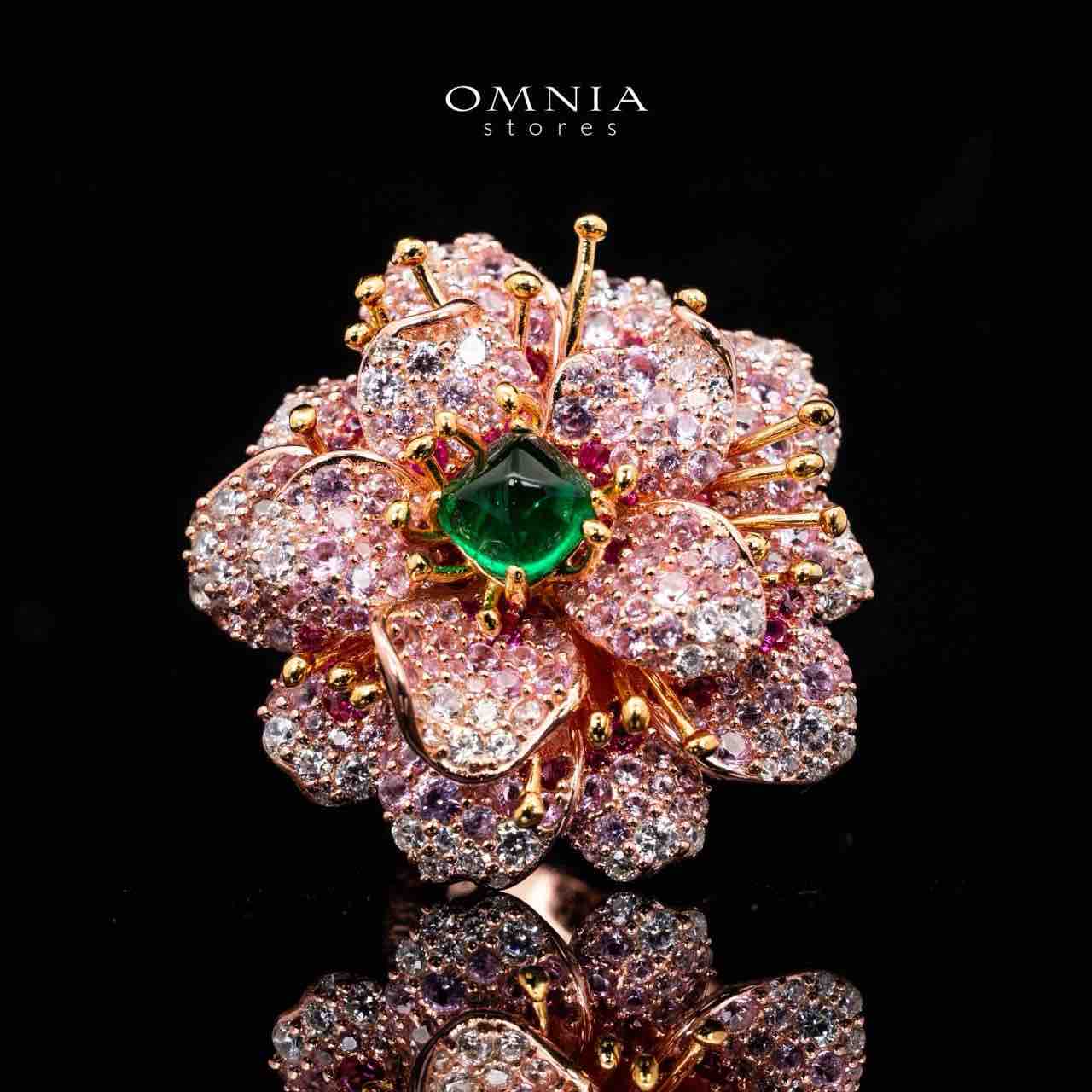 Lillie Flower Rose Gold Ring in 925 Silver With High Quality Simulated Diamonds