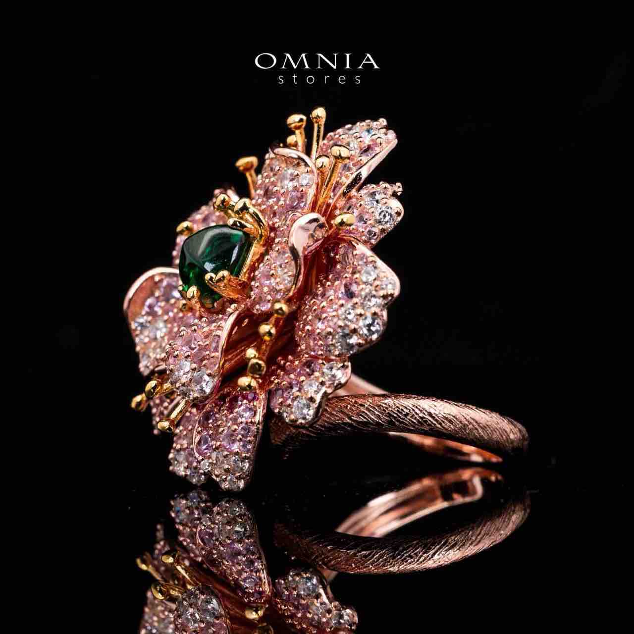 Lillie Flower Rose Gold Ring in 925 Silver With High Quality Simulated Diamonds