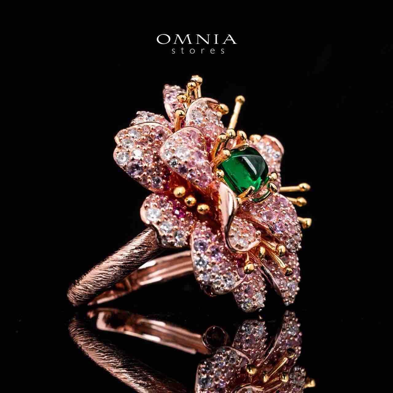 Lillie Flower Rose Gold Ring in 925 Silver With High Quality Simulated Diamonds