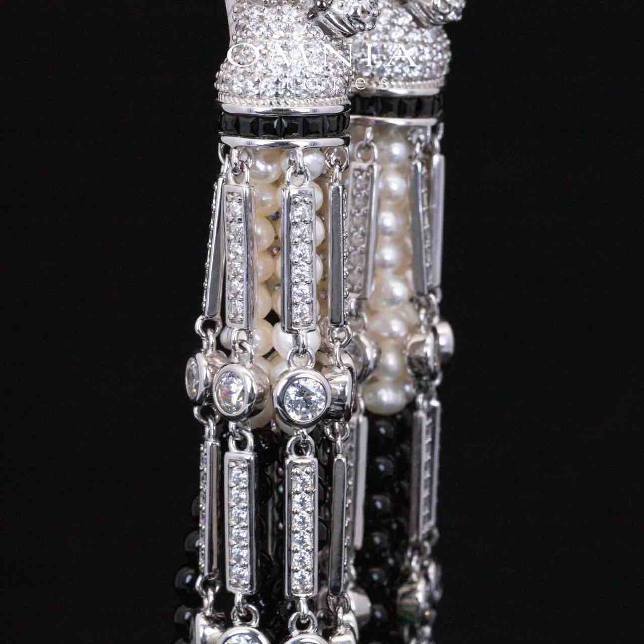 Omnia Vania Multi Color Horse Design Long Chain Necklace & Drop Earrings Set in 925 Silver With High Quality Simulated Diamonds