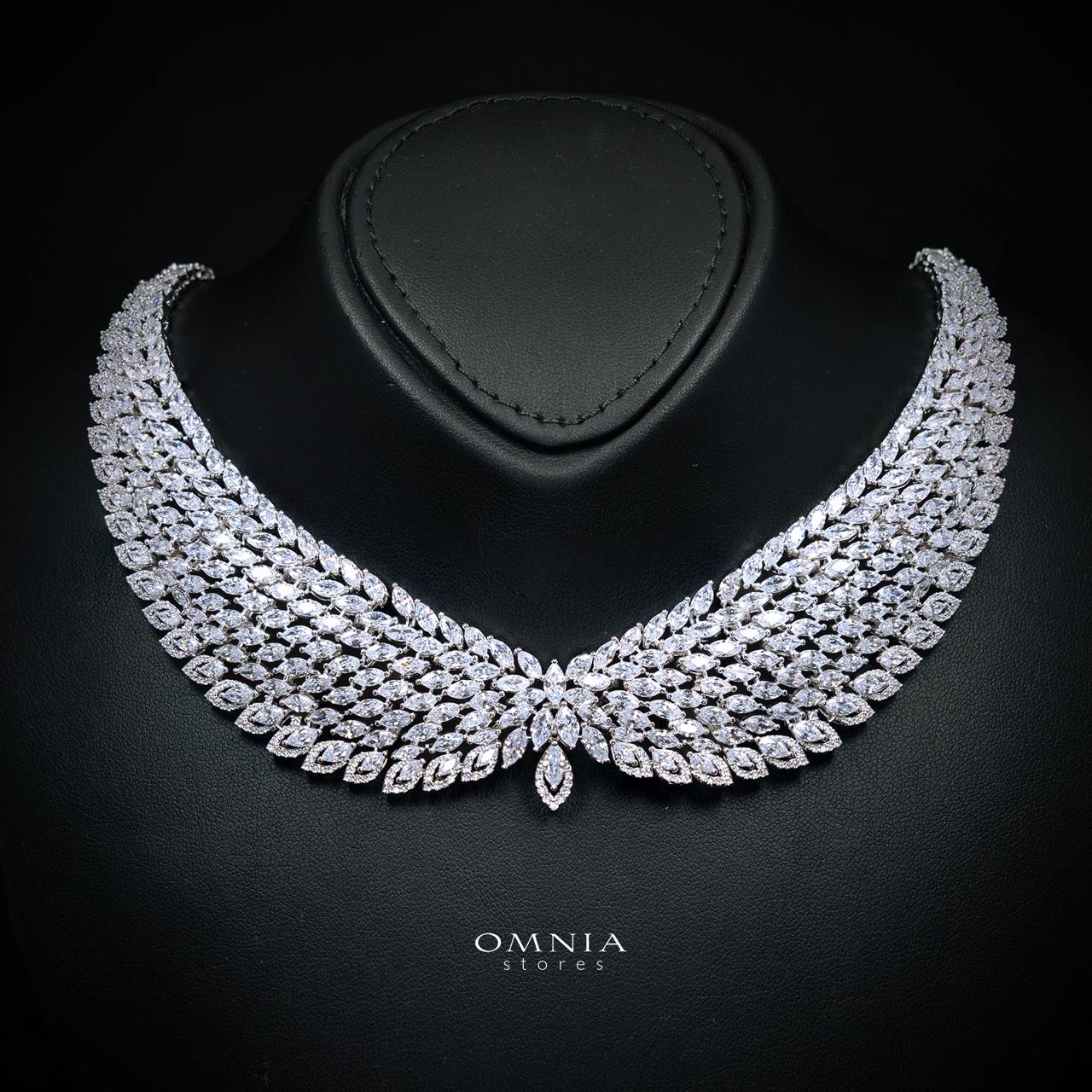 Omnia Safe Luxury Bridal White Full Set In High Quality Zircon Stone Rhodium Plated