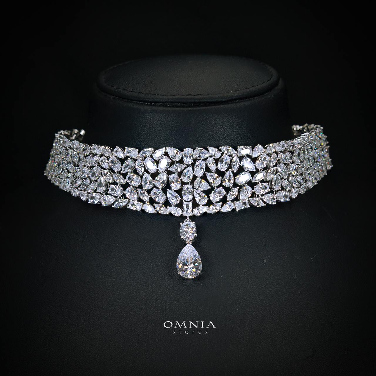Omnia Nuray Luxury Bridal Full Set Accessories in High Quality Zircon Stone in Rhodium Plated
