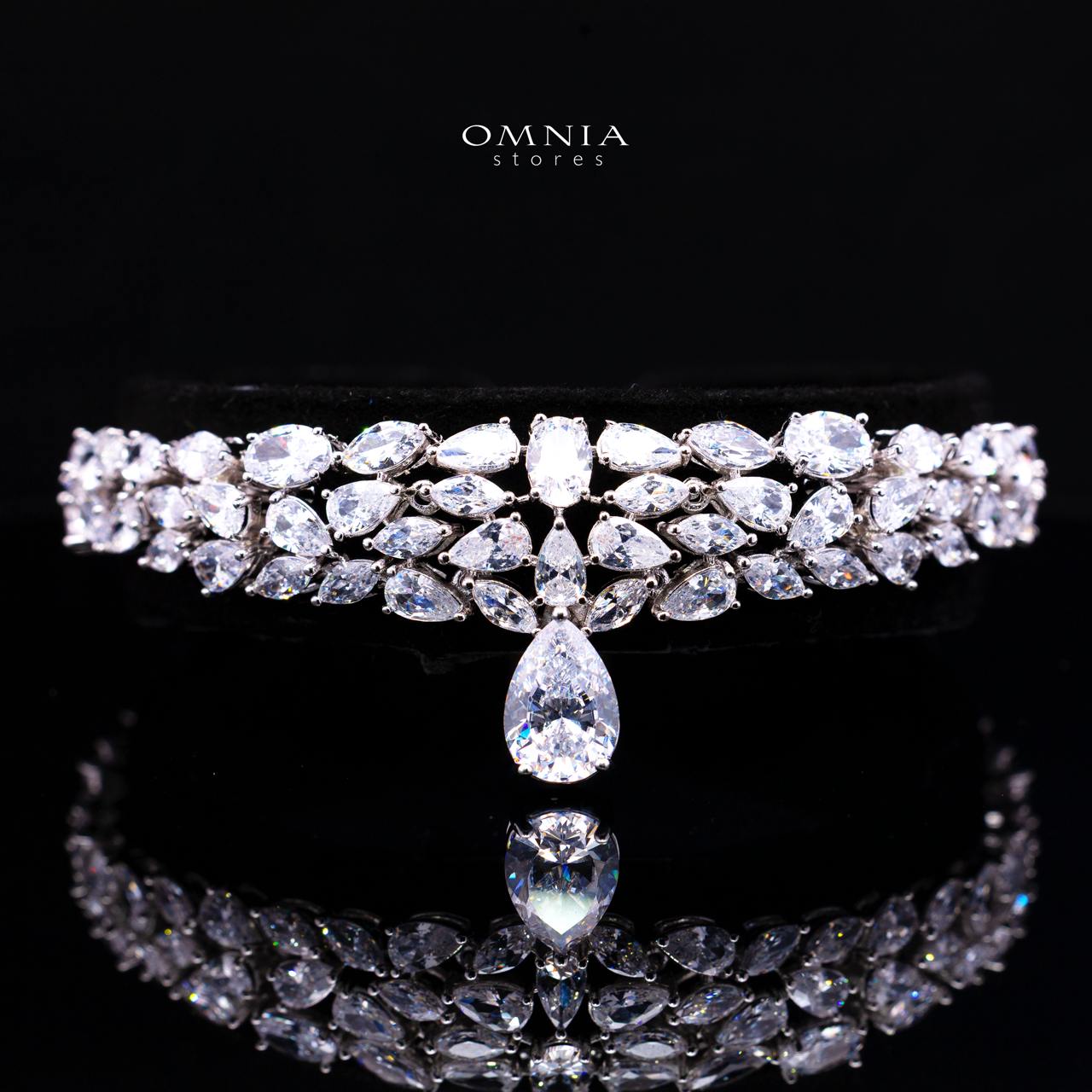 Omnia Nuray Luxury Bridal Full Set Accessories in High Quality Zircon Stone in Rhodium Plated