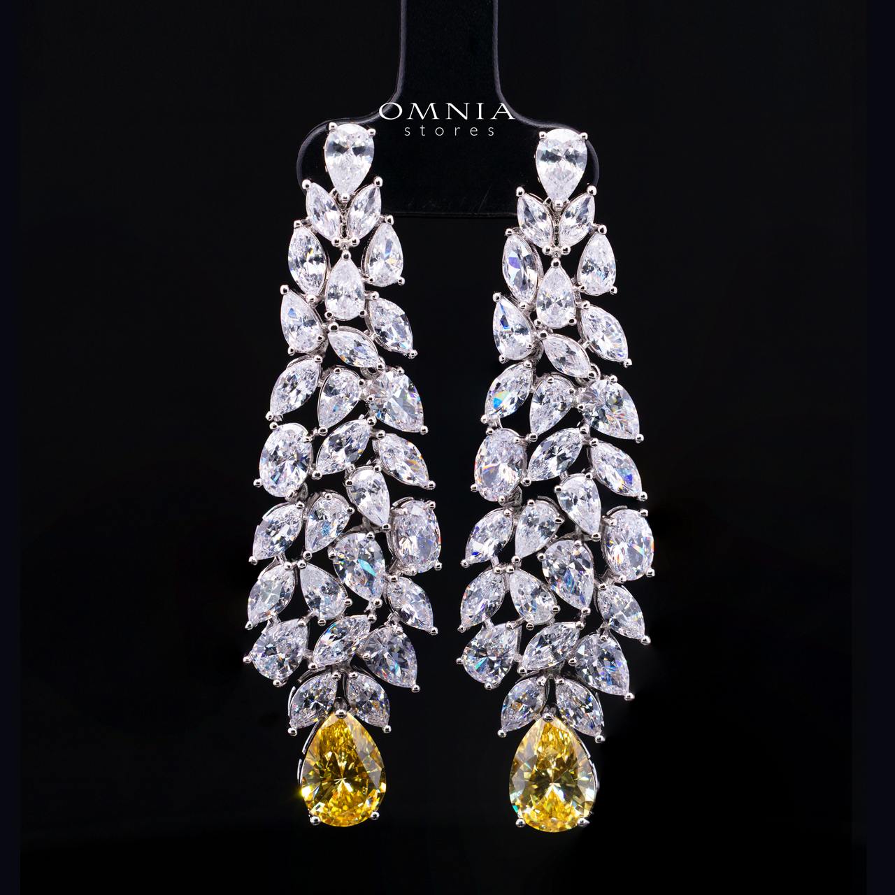 Omnia Nuray Yellow Luxury Bridal Full Set Accessories in High Quality Zircon Stone in Rhodium Plated