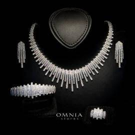 Omnia Ashley Bridal Full Set Accessories High Quality Zircon Stone in Rhodium Plated - OMNIASTORES UAE