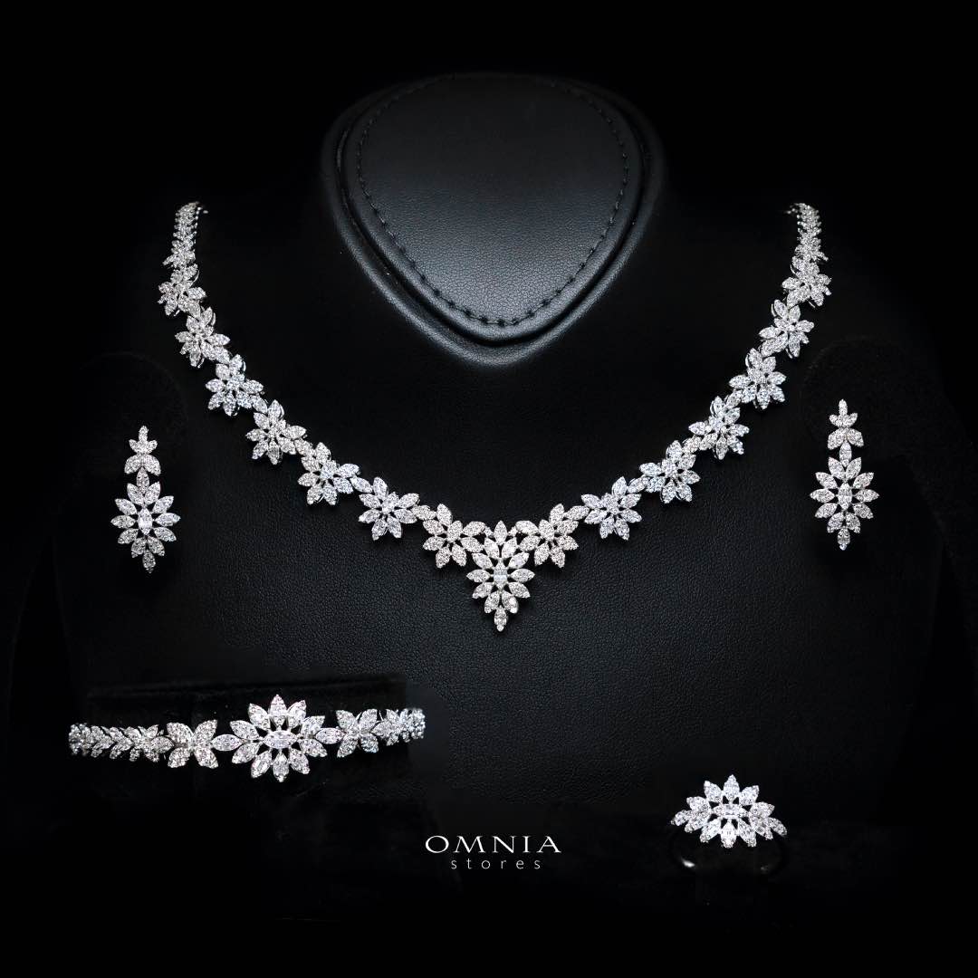 Laynah White Bridal Full Set – Premium Rhodium Plated with High-Quality Zircon Stones