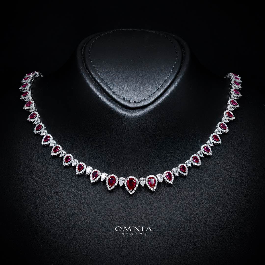 Sundus Red Bridal Full Set – Premium Rhodium Plated with High-Quality Zircon Stones