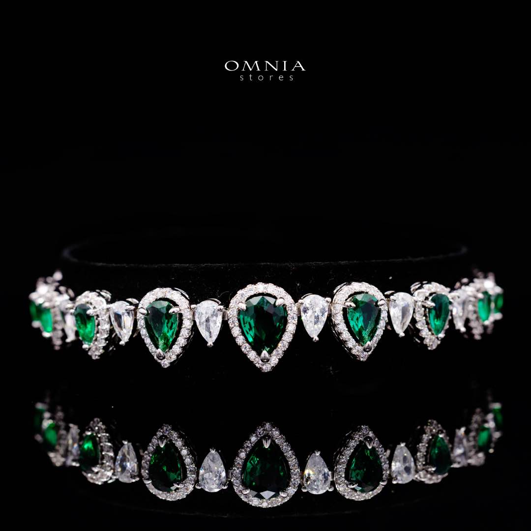 Sundus Green Bridal Full Set – Premium Rhodium Plated with High-Quality Zircon Stones