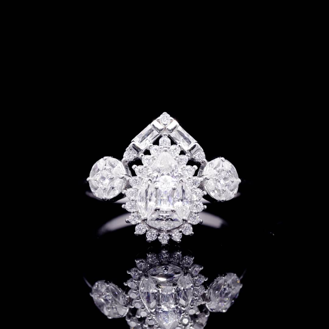 Omnia Hana White Bridal Full Set in 925 Silver High Quality Simulated Diamonds