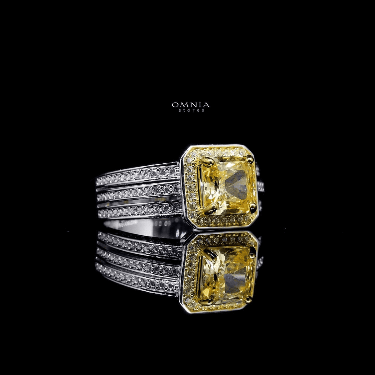 Omnia Sarath Yellow 1.25 Carat Ring In 92.5 Silver High Quality Simulated Diamonds - OMNIASTORES UAE