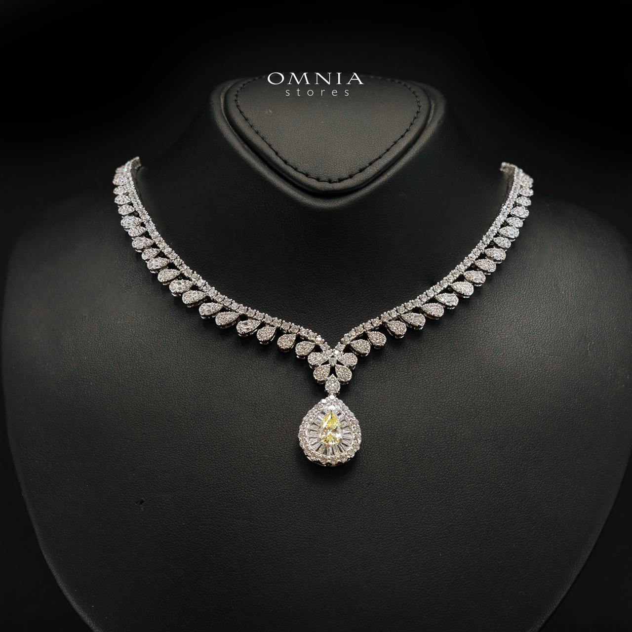 Valerie Yellow Luxury Bridal Full Set in High-Quality Rhodium-Plated Finish with Premium Zircon Stones