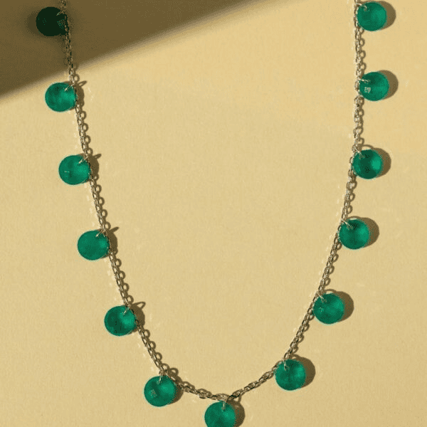 Omnia Anara Green Necklace 92.5 Silver In High Quality Simulated diamonds - OMNIASTORES UAE
