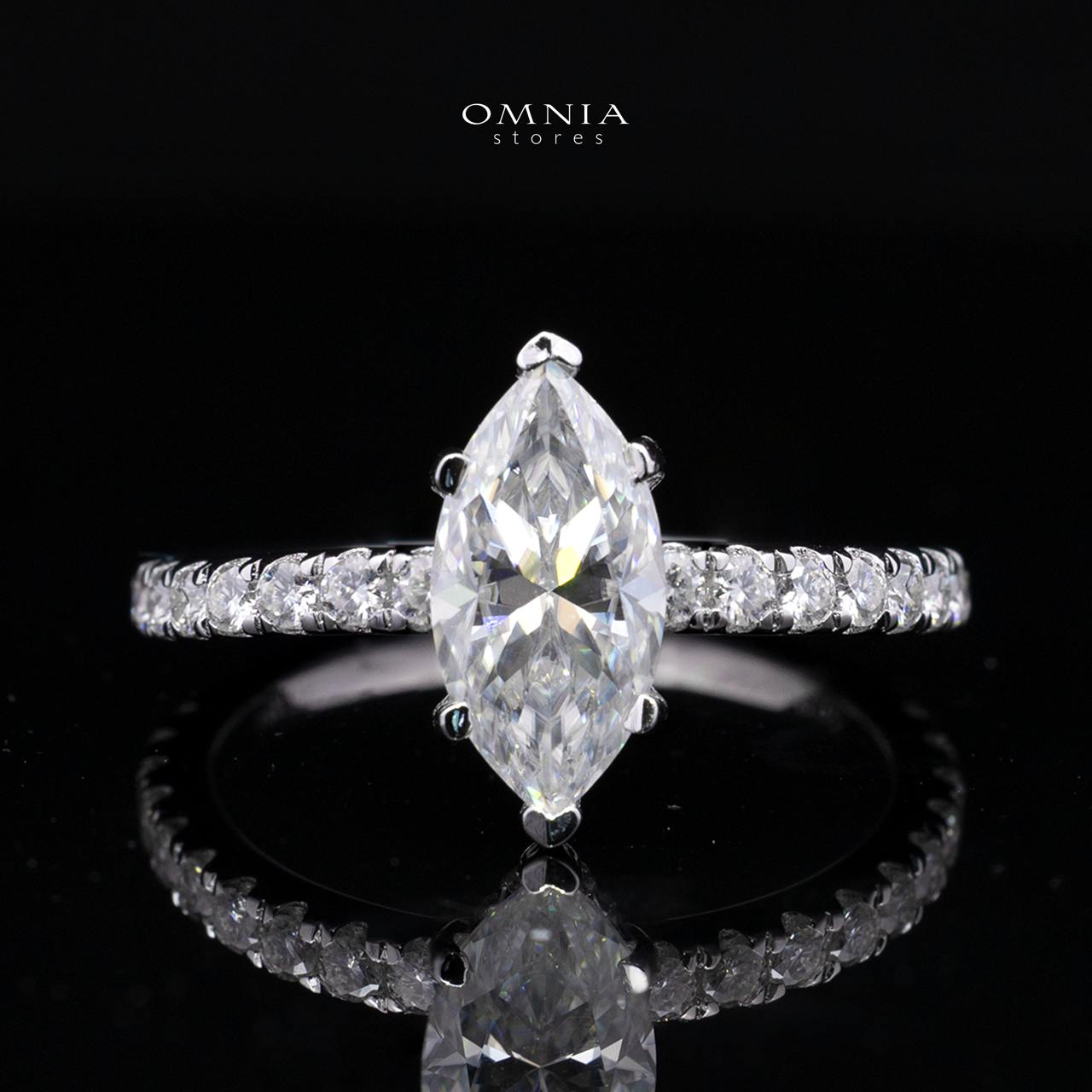 Ghusun White Moissanite Marquise Cut Ring GRA Certified in High Quality 925 Silver 6x12mm 2ct