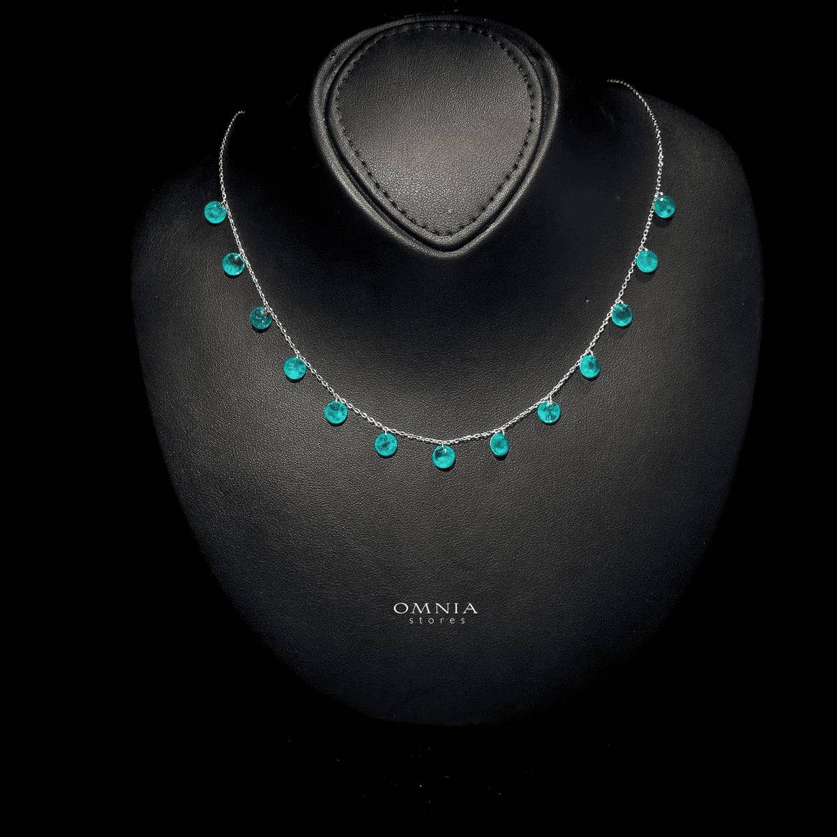 Omnia Anara Turquoise Necklace 92.5 Silver In High Quality Simulated Diamonds - OMNIASTORES UAE
