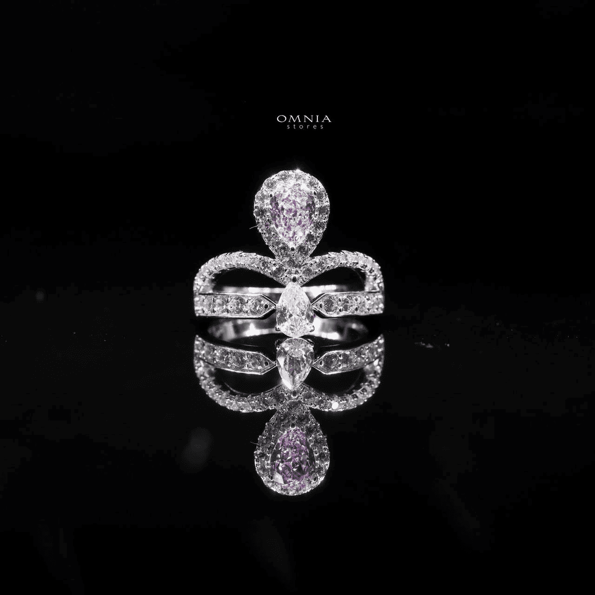 Omnia Marina Pink Ring 92.5 Silver High Quality Simulated diamonds - OMNIASTORES UAE