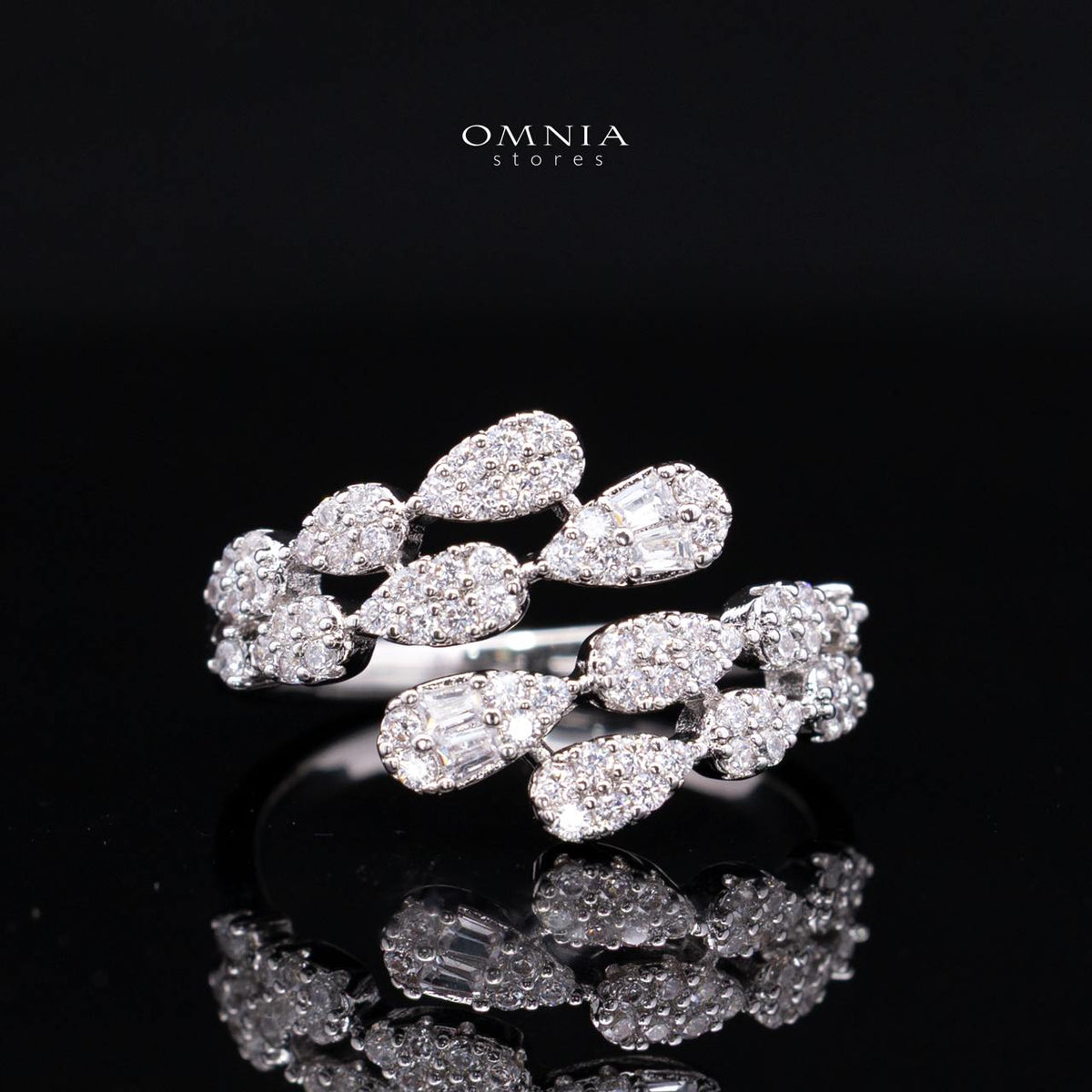 Daphne Luxury White Layered V-Cascade Drop Bridal Full Set with Premium Zircon Stones, Rhodium-Plated Finish