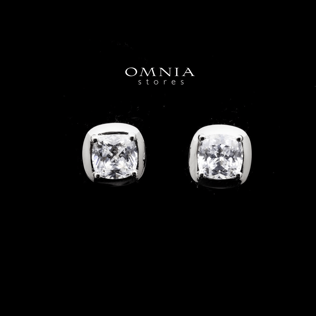 Omnia Hadeel Cushion Cut Stud Earrings in 92.5 Silver with High Quality Simulated Diamonds - OMNIASTORES UAE