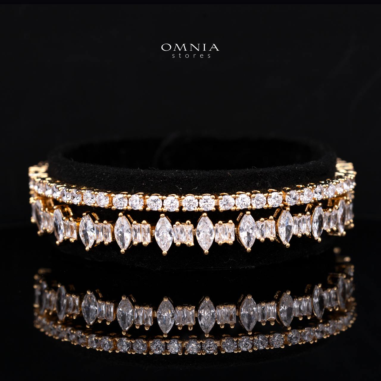 Alica Gold Bridal Full Set in Premium Rhodium-Plated Finish with High-Quality Zircon Stones