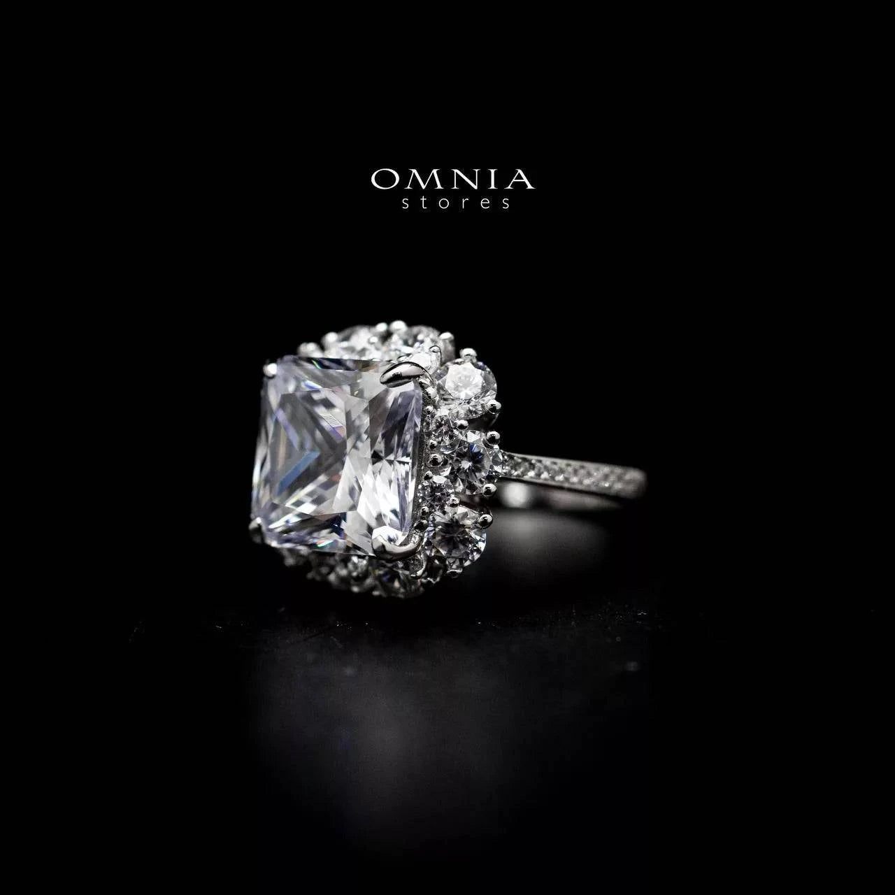 Omnia Sabrina Ring in 92.5 Silver with High Quality Simulated Diamonds - OMNIASTORES UAE
