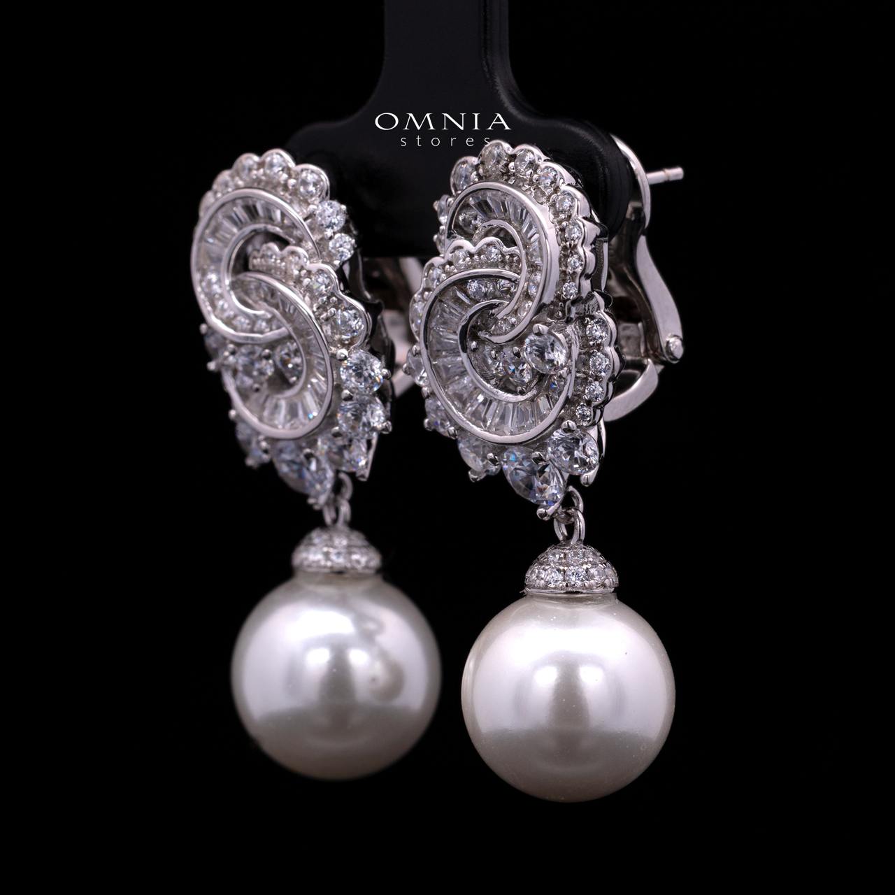 Francesca Luxury Pearl Drop Earrings in 925 Sterling Silver with Premium Cubic Zirconia
