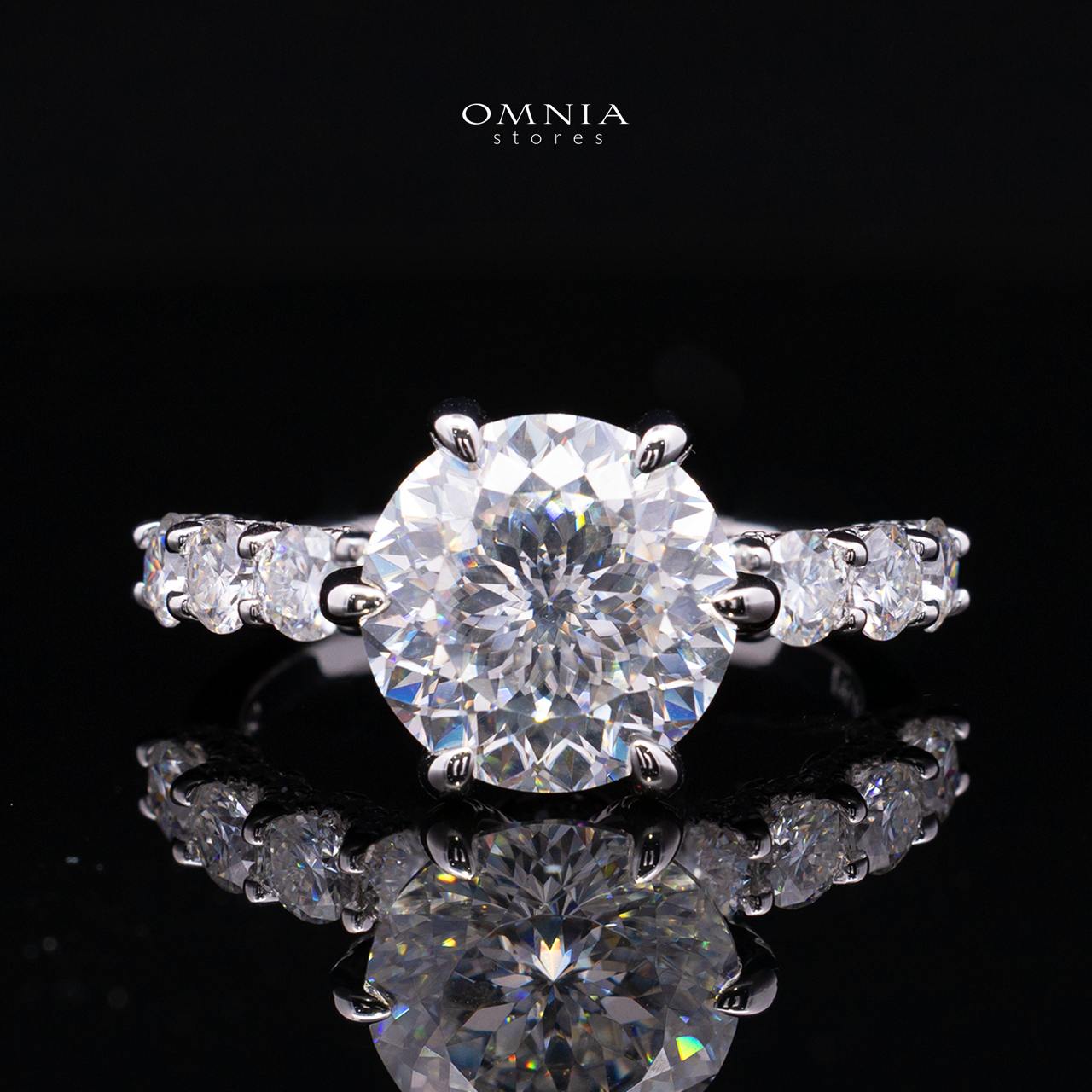 Fidaa White Moissanite Round Cut Ring GRA Certified in High Quality 925 Silver 11mm 5ct