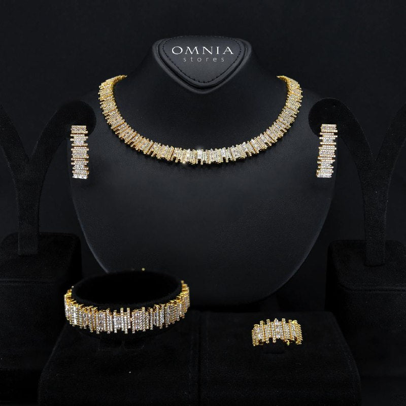 Eshaal Gold Bridal Full Set in High Quality Premium Zircon Stone in Rhodium Plated