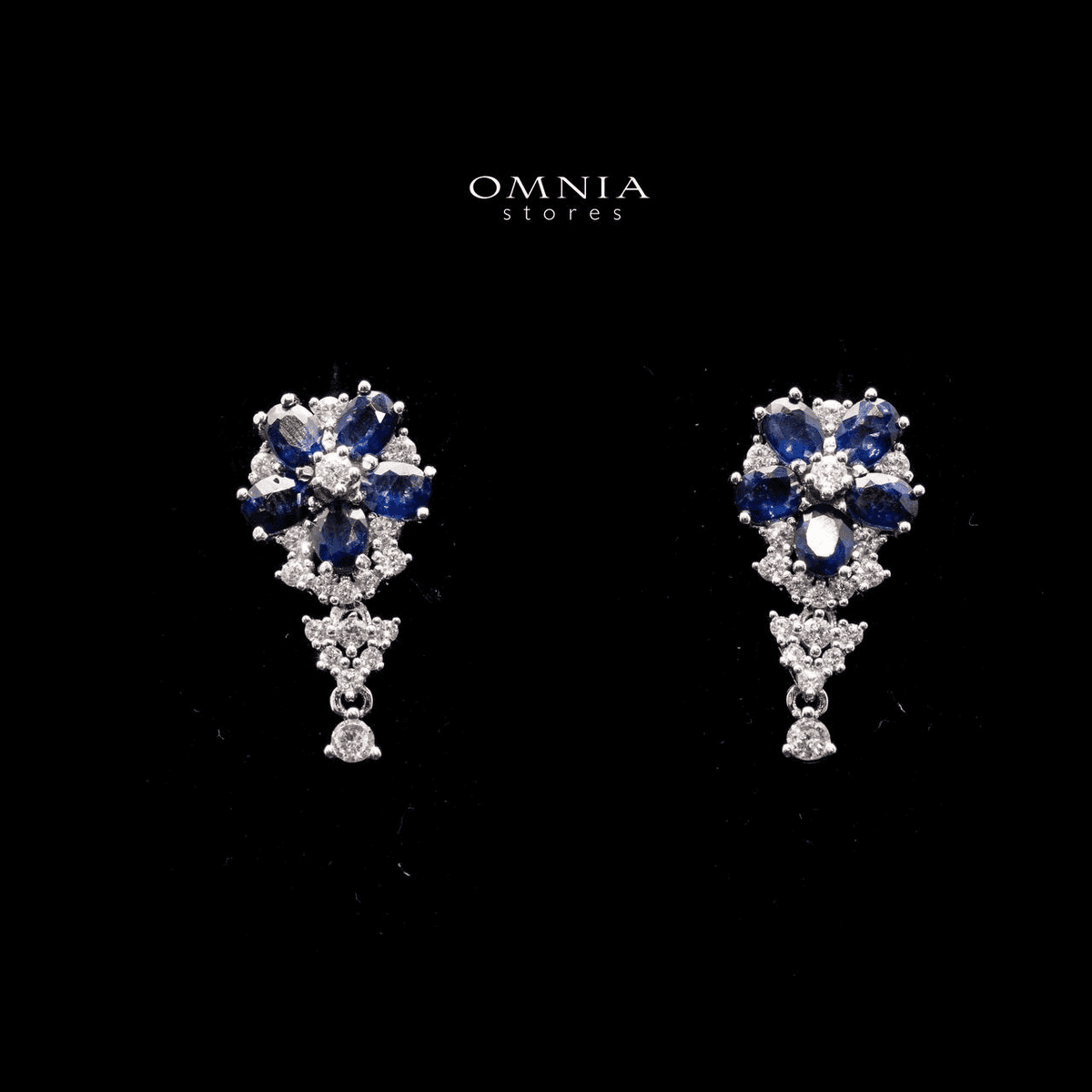 Omnia Fate Stud Earrings In 92.5 Silver High Quality London Blue Topaz - OMNIASTORES UAE