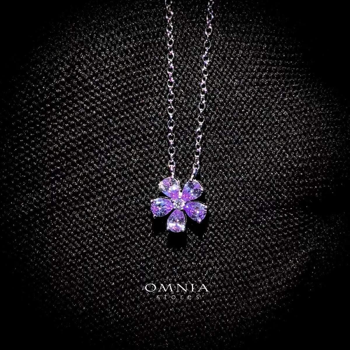 Omnia Purple Bloom Necklace In 92.5 Silver with High Quality Simulated Diamonds - OMNIASTORES UAE