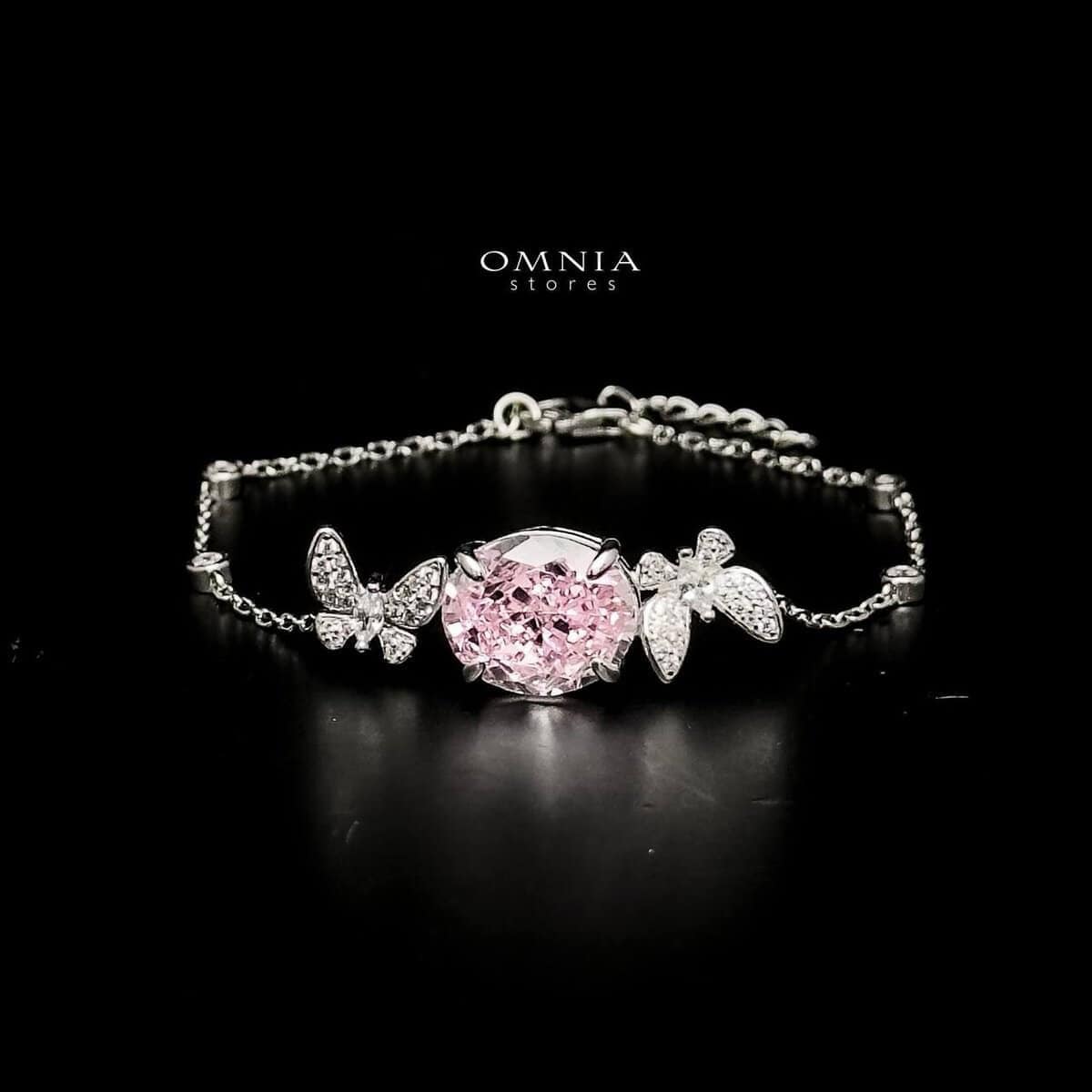 Omnia Maysun Pink Bracelet in 92.5 Silver with High Quality Simulated Diamonds - OMNIASTORES UAE