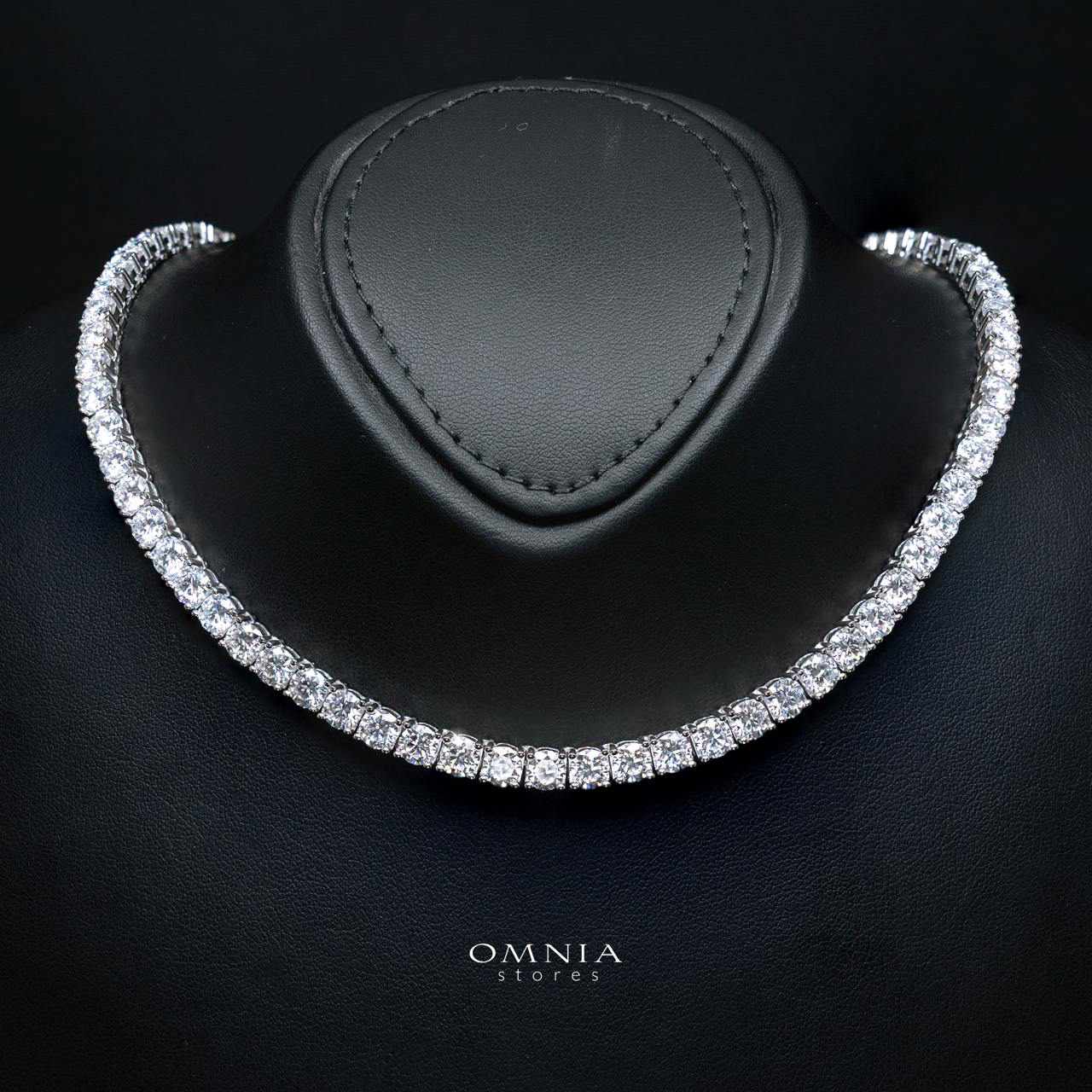 Mayada Moissanite with GRA Certificate - 5mm Round Cut, Rhodium-Plated 925 Sterling Silver Tennis Necklace