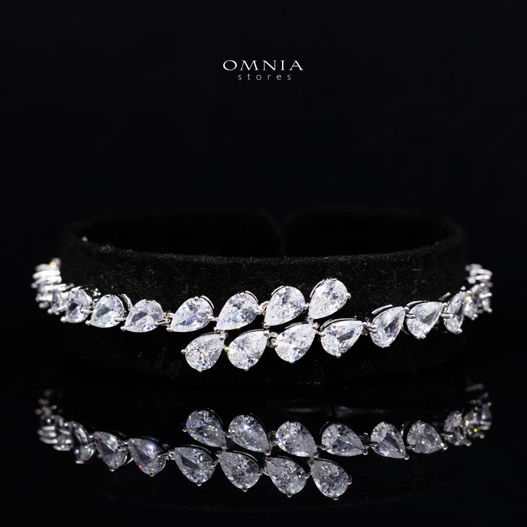 Omnia Ailyn Luxury White Choker Bridal Full Set in High Quality Zircon Stone Rhodium Plated