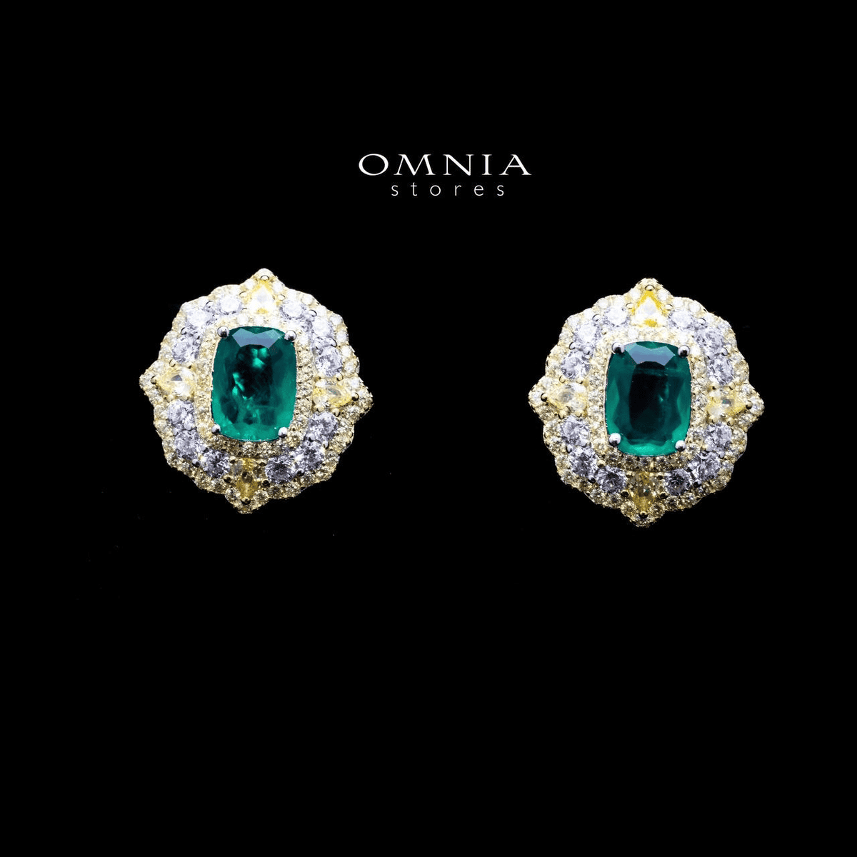 Omnia Maliya Green Earrings in 92.5 Silver High Quality Simulated Diamonds - OMNIASTORES UAE