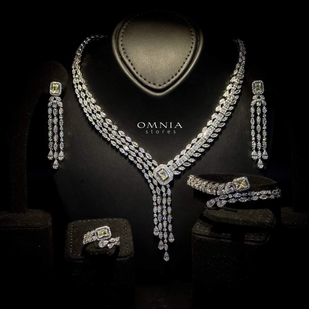 Omnia Jana Yellow Bridal Full Set in High Quality Zircon Stone Rhodium Plated - OMNIASTORES UAE