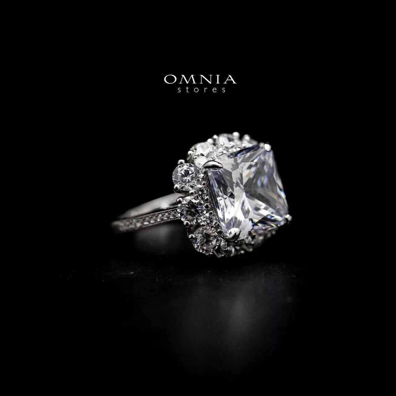 Omnia Sabrina Ring in 92.5 Silver with High Quality Simulated Diamonds - OMNIASTORES UAE