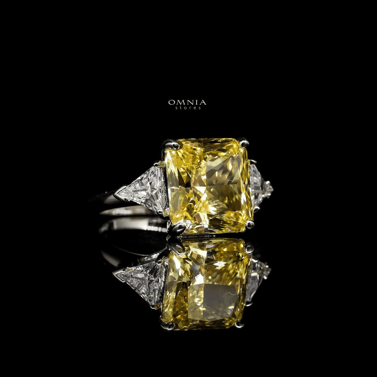 Omnia Adelina Yellow Ring 1.25 Carat Ring 92.5 Silver in High Quality Simulated Diamonds - OMNIASTORES UAE
