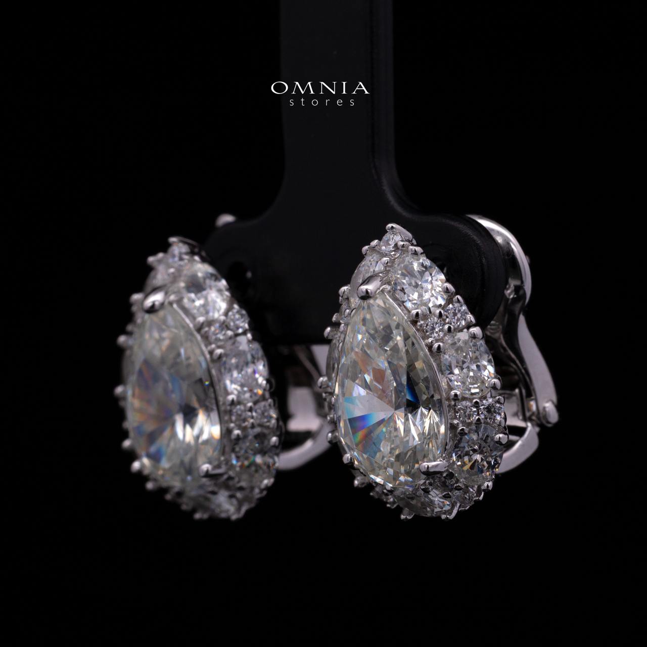 Sireesha Elegant Silver Cluster Clip-On Earrings in 925 Sterling Silver with Premium Simulated Diamond