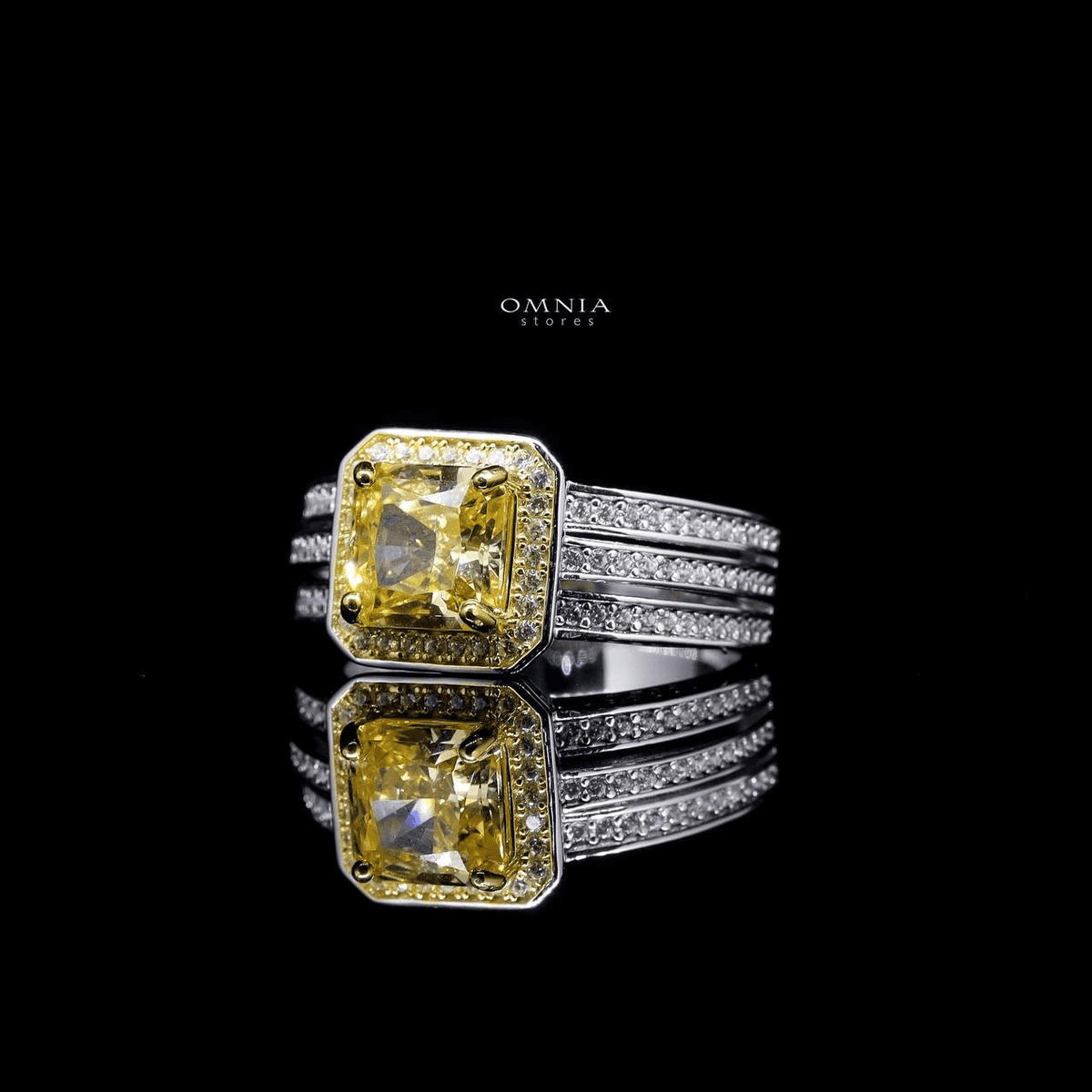 Omnia Sarath Yellow 1.25 Carat Ring In 92.5 Silver High Quality Simulated Diamonds - OMNIASTORES UAE