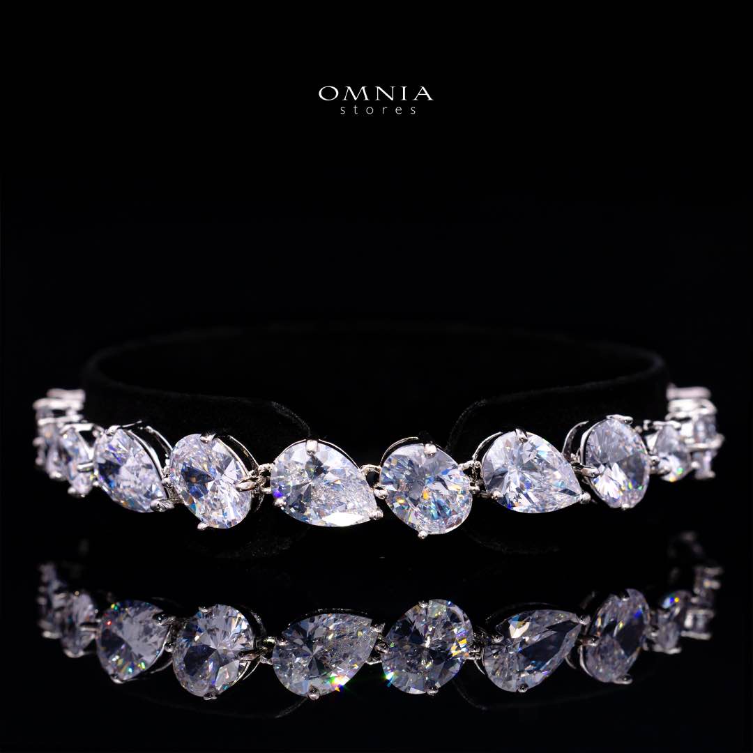 Omnia Lamia White Bridal Full Set with High-Quality Simulated Diamonds Rhodium Plated
