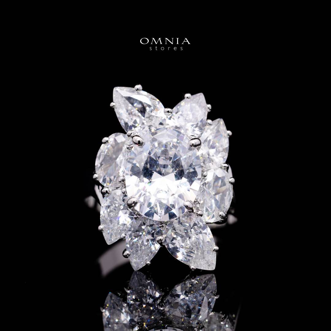 Omnia Lamia White Bridal Full Set with High-Quality Simulated Diamonds Rhodium Plated