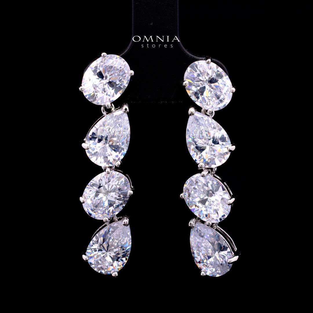 Omnia Lamia White Bridal Full Set with High-Quality Simulated Diamonds Rhodium Plated