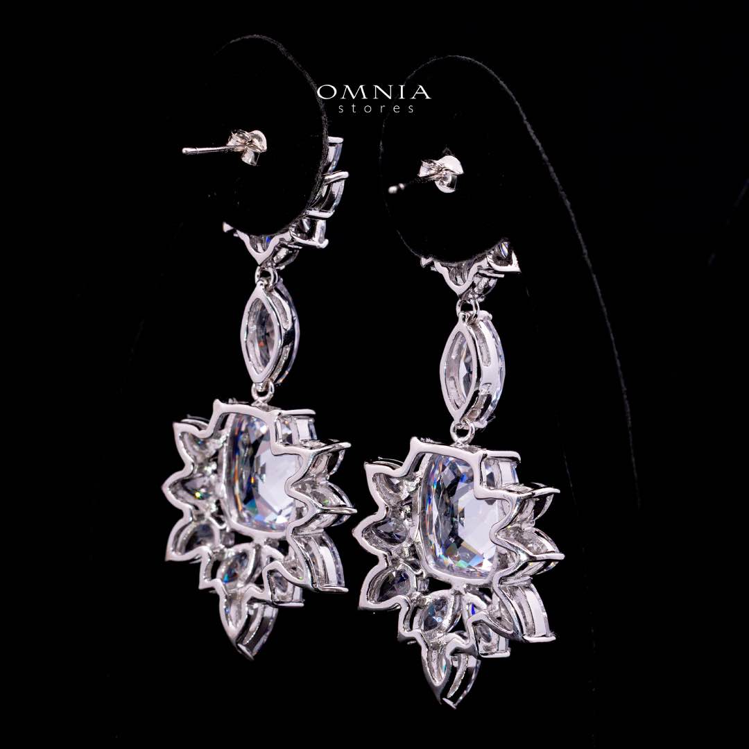 Omnia Medusa Earring In 92.5 Silver High Quality White Zircon Stone in Rhodium Plated