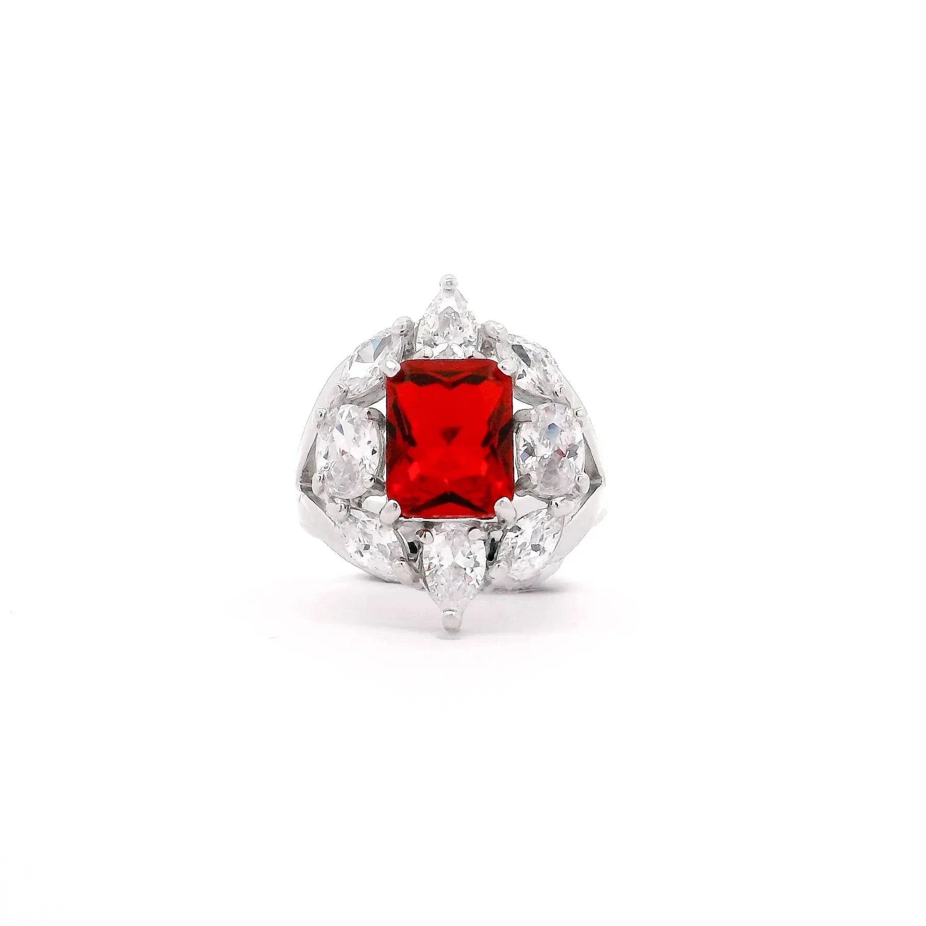 Omnia Medusa Red Bridal Full Set in 925 Silver High Quality Simulated diamonds - OMNIASTORES UAE