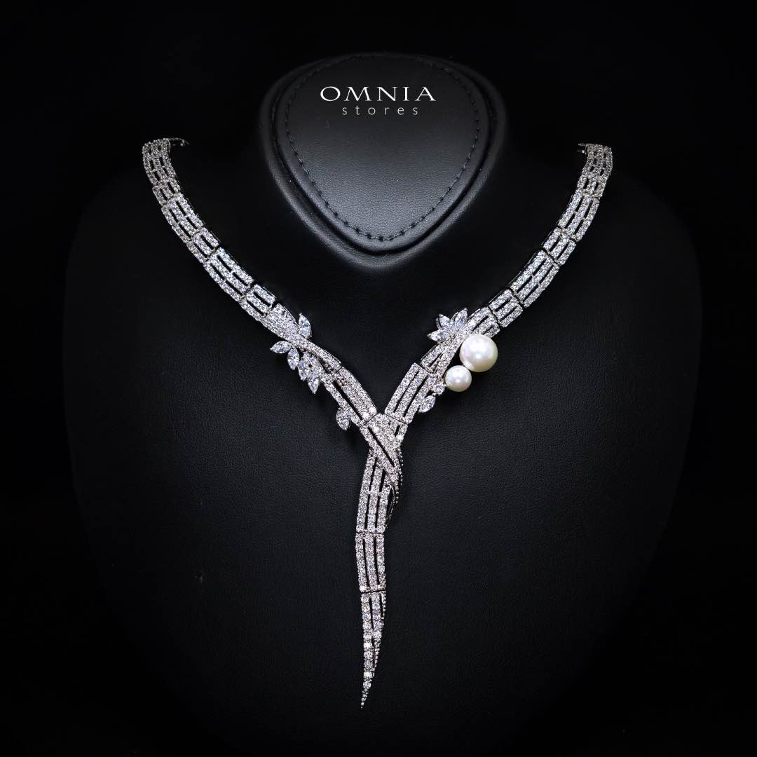 Omnia Larman Luxury Bridal Pearl Full Set in High Quality Simulated Diamonds