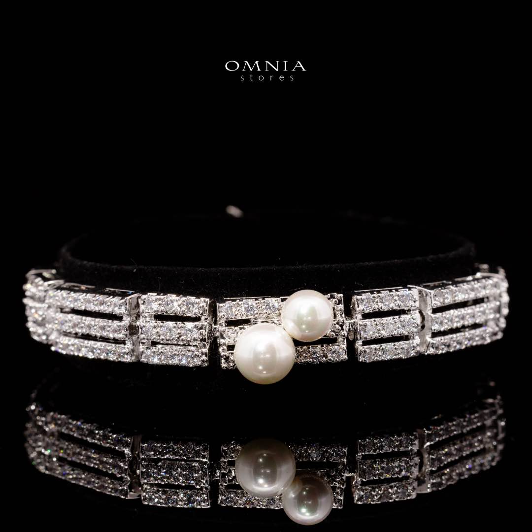 Omnia Larman Luxury Bridal Pearl Full Set in High Quality Simulated Diamonds