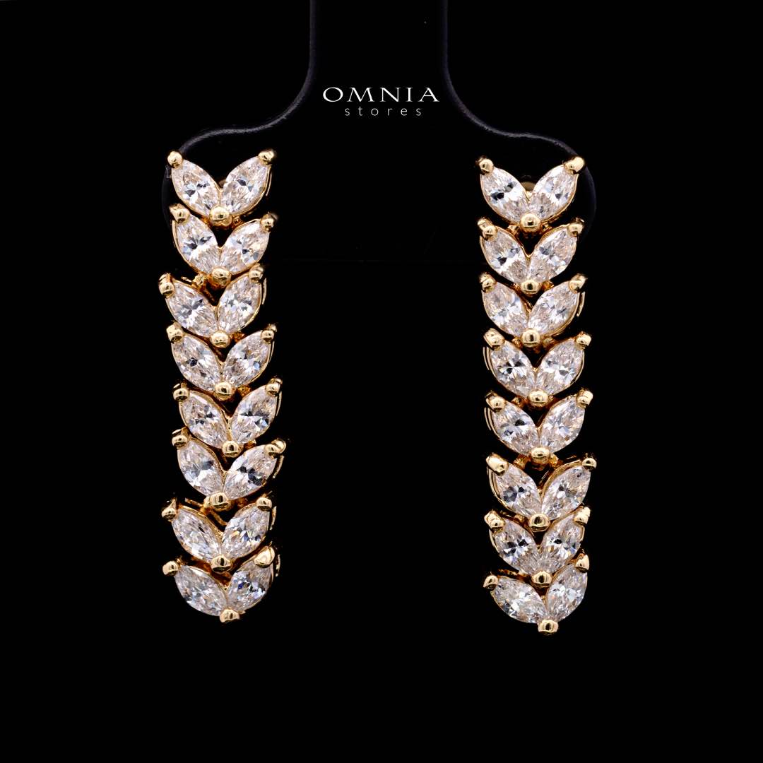 Omnia Aroosa Golden Bridal Full Set with High-Quality Simulated Diamonds Rhodium Plated