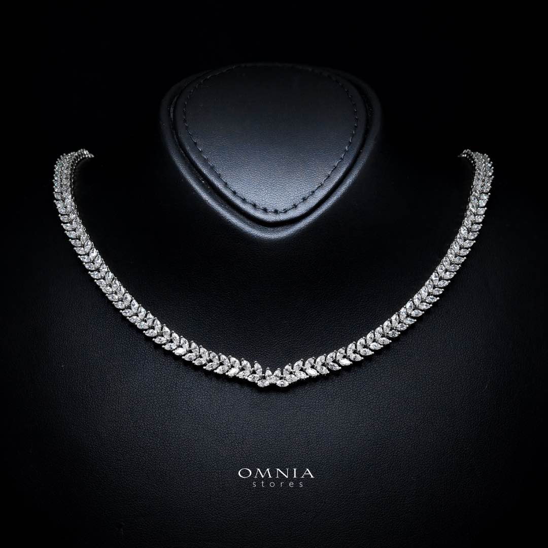 Omnia Aroosa White Bridal Full Set with High-Quality Simulated Diamonds Rhodium Plated