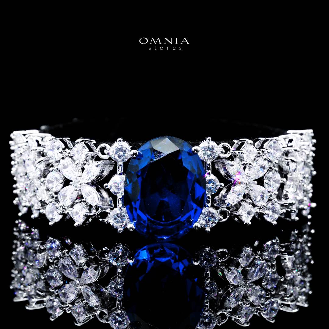 Omnia Suhana Dark Blue Bridal Full Set in High Quality Simulated Diamonds