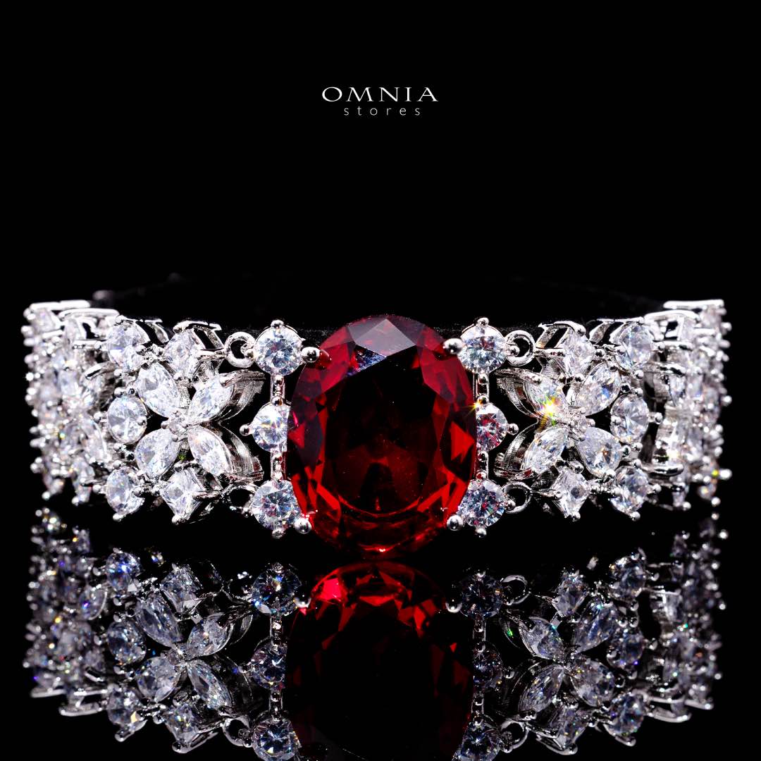 Omnia Suhana Red Bridal Full Set in High Quality Simulated Diamonds