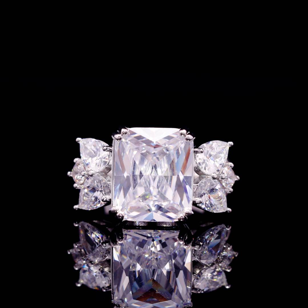 Omnia Amelia White Bridal Full Set in High Quality Simulated Diamonds Premium Rhodium Plated