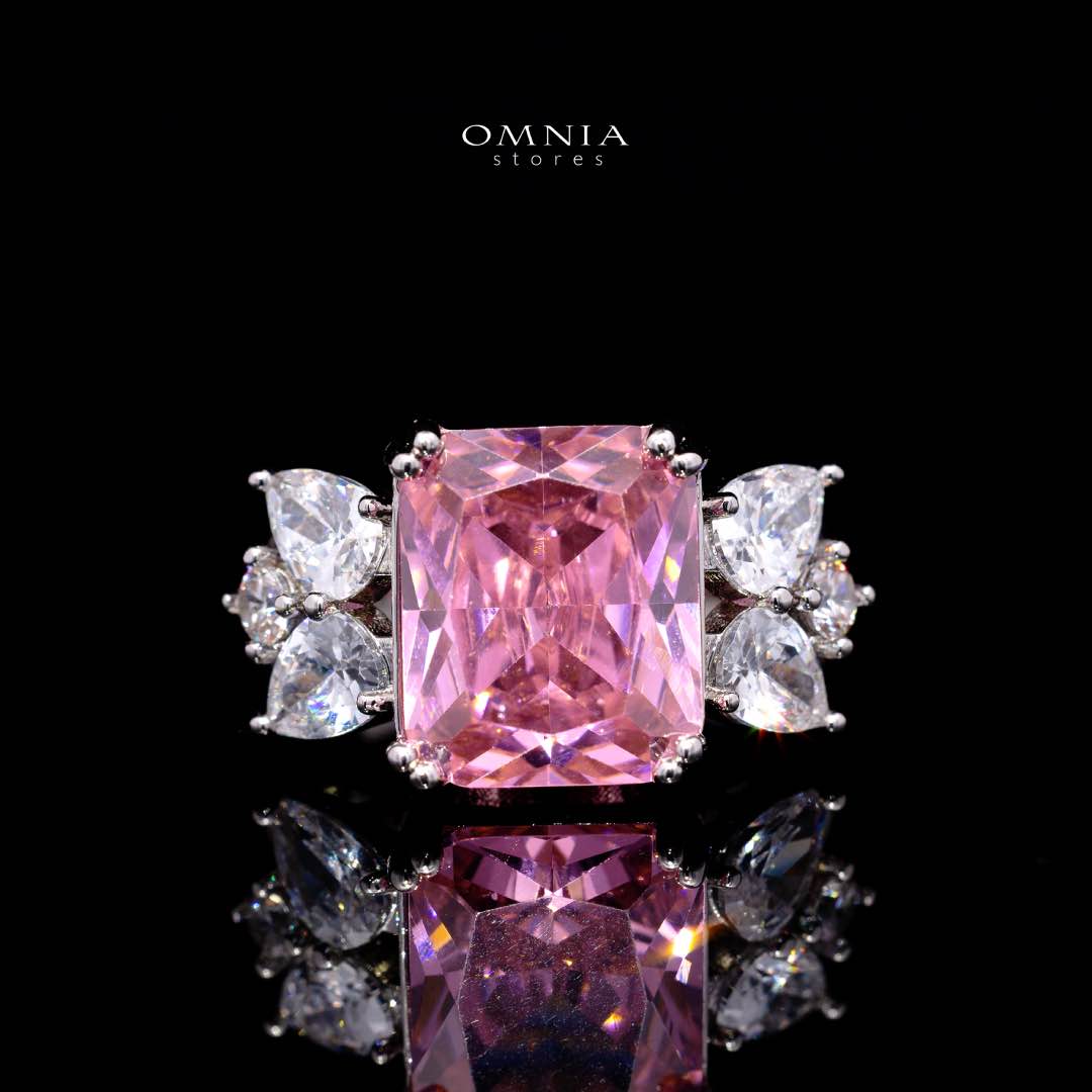 Omnia Amelia Pink Bridal Full Set with High-Quality Simulated Diamonds Rhodium Plated
